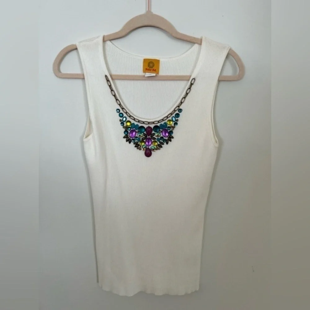 Ruby Rd Beaded White Tank Top size (M) - Picture 1 of 6
